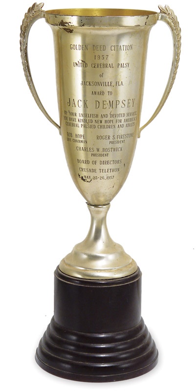 - 1957 Jack Dempsey "Golden Deed Citation" Trophy (20" tall)