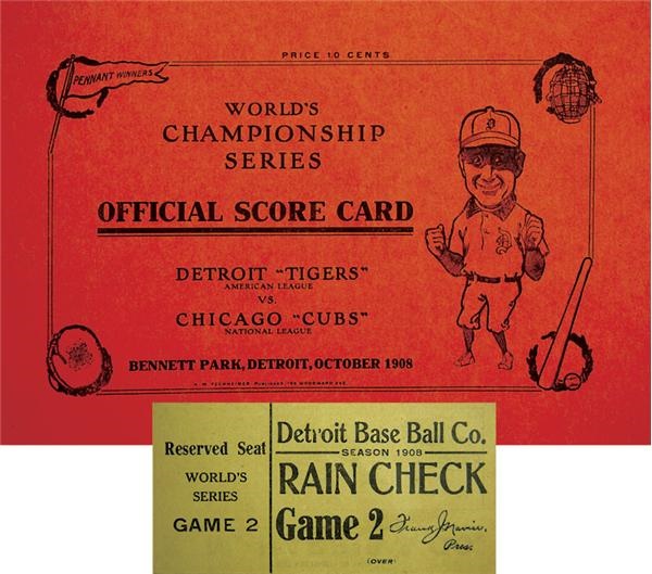 - 1908 World Series Program with Full Ticket at Detroit