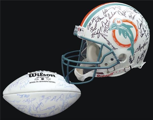 - 1972 Miami Dolphins Reunion Signed Ball & Helmet