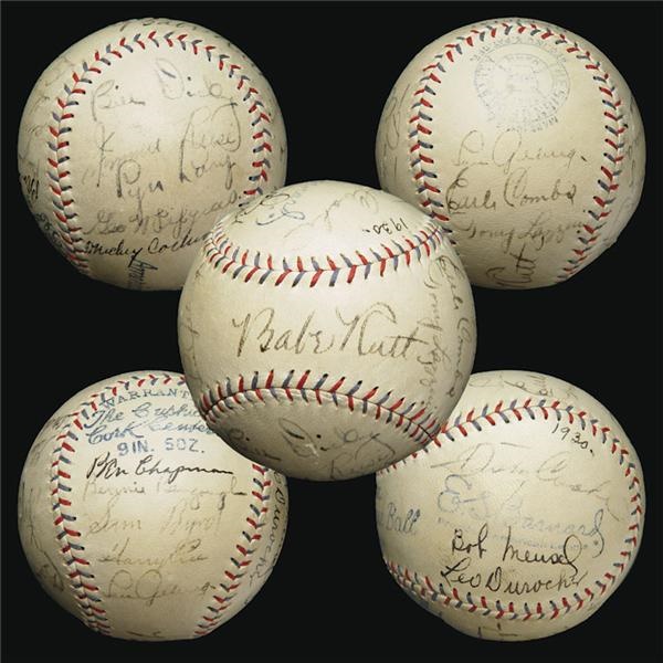 - 1930 New York Yankees Team Signed Baseball w/ (2) Gehrig<i>s</i>