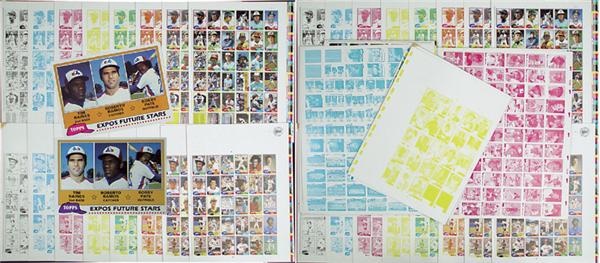 - 1980-1983 "Topps Archives" Baseball Uncut Sheets w/ Progressives & Variations including Phanton Raines Rookie and Billy Martin cards (78)