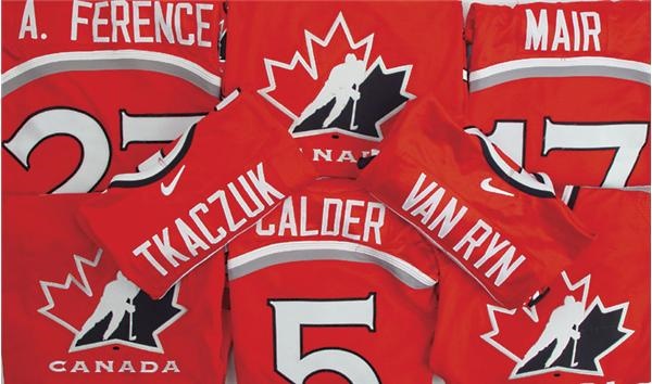 - 1998-99 Team Canada Men's National Junior World Tournament Game Worn Jerseys (12)