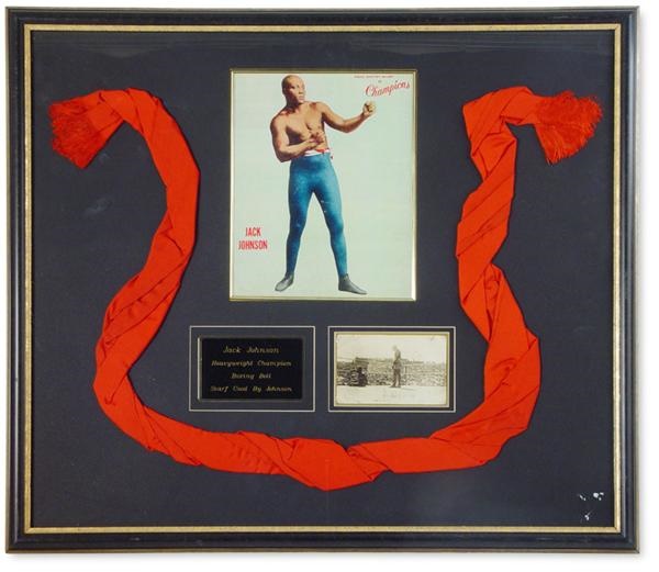 Muhammad Ali & Boxing - Jack Johnson World Championship Fight Worn Sash from Jim Jeffries Barn