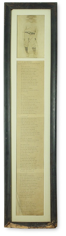 Clemente and Pittsburgh Pirates - Honus Wagner 1917 Framed Vintage Photograph and Poem From His Estate