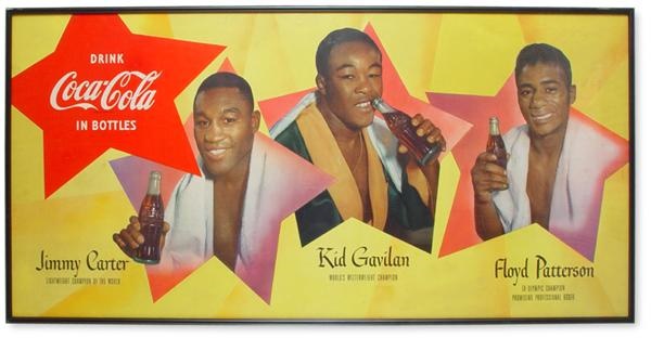Muhammad Ali & Boxing - Early 1950's Coca-Cola Boxing Cardboard Advertising Display Piece with Patterson, Gavilan & Carter