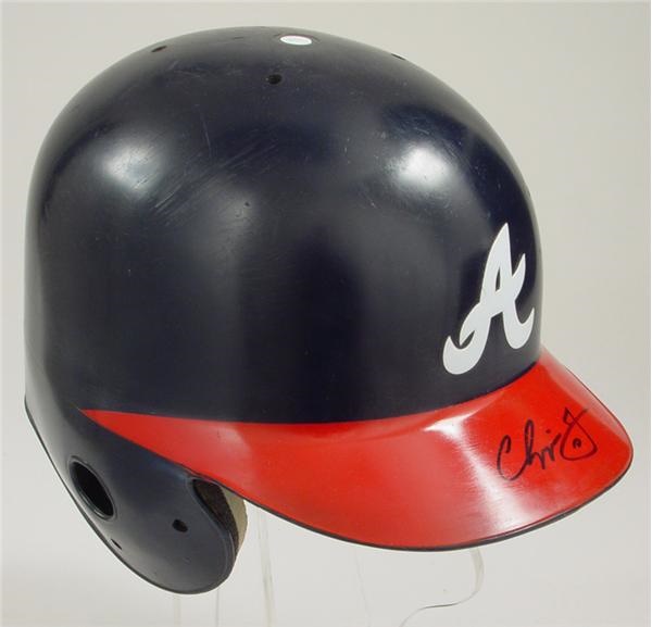Baseball Equipment - 1998 Chipper Jones Autographed Game Used Helmet