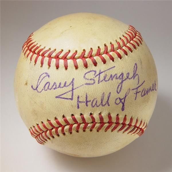 Single Signed Baseballs - Casey Stengel Single Signed Baseball