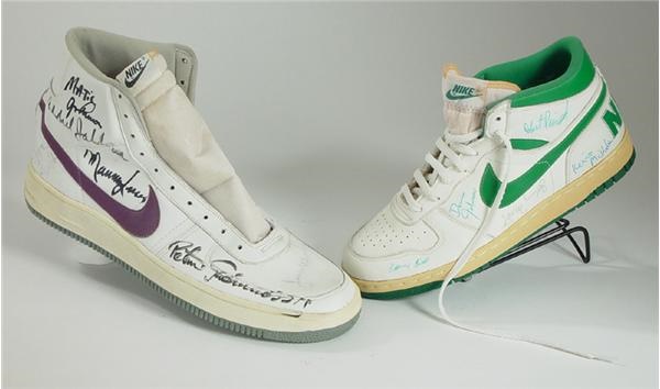 1985 Los Angeles Lakers & Boston Celtics Team Signed Sneakers