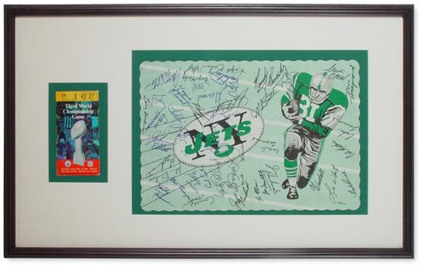 - 1969 New York Jets Signed Placemat & Ticket