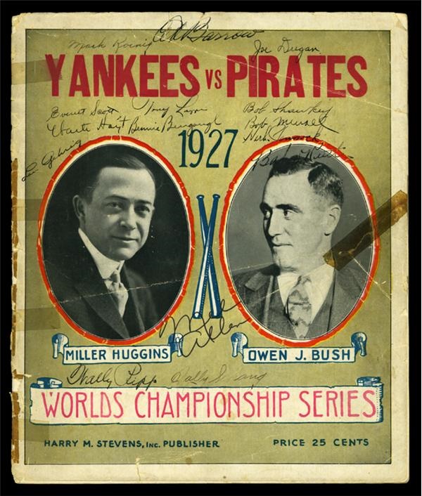 Baseball Autographs - 1927 NY Yankees Signed World Series Program