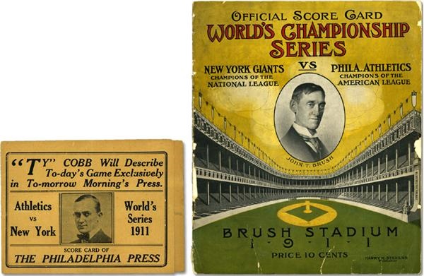 Tickets, Publications & Pins - Two 1911 World Series Programs
