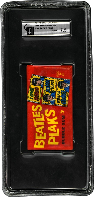 Non-Sports Cards - 1964 Beatles Plaks Unopened Pack GAI 7.5 NRMT+