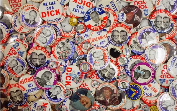 1940-1970's Large & Small Political Buttons (600+)