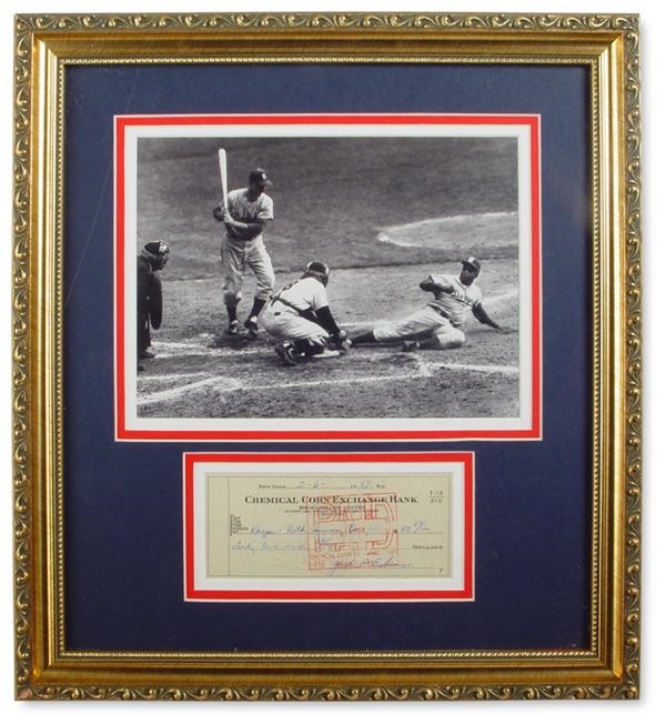 Baseball Autographs - Jackie Robinson Signed Check Display