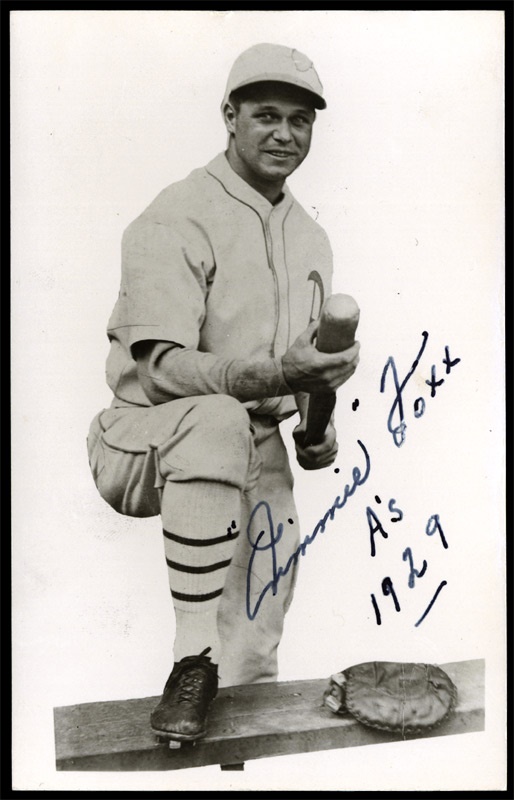 Baseball Autographs - 1929 Jimmie Foxx Signed Real Photo Postcard (3.5”:x5.5”)