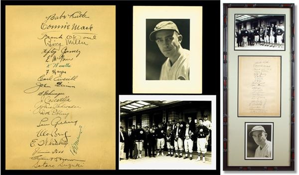 Baseball Autographs - 1934 Tour of Japan U.S. Stars Signed Team Sheet