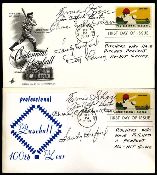Baseball Autographs - Perfect Game Pitchers Signed 1st Day Covers (2)