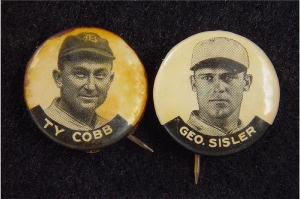 Ty Cobb & George Sisler Pins (2)
