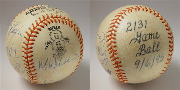 Baltimore Orioles - Cal Ripken 2131st Game Used Baseball Signed by the Starters