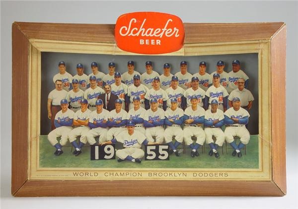 - 1956 Brooklyn Dodgers Schaefer 3-D Beer Sign (12"x20")