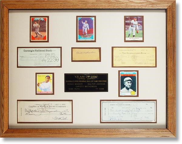 Baseball Autographs - Hall Of Fame Class Of 1936 Signed Check Display (26x20")