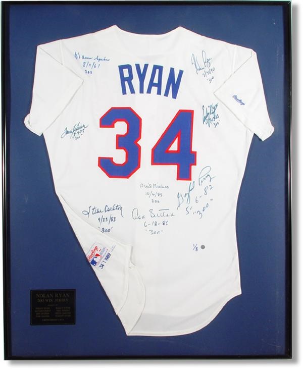 Baseball Autographs - 300 Win Pitchers Signed Nolan Ryan Jersey