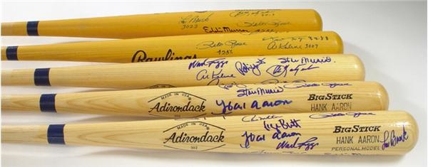 Baseball Autographs - 3,000 Hit Club Signed Bats (5)