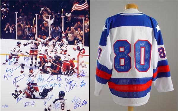 1980 "Miracle On Ice" Team Signed Jersey & Photograph (16x20")