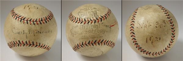 Single Signed Baseballs - Christy Mathewson Single Signed Baseball with 1921 “Letter of Authenticity”
