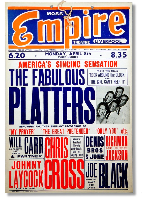 - 1957 The Platters in Liverpool, England Concert Poster