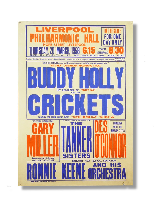 - 1958 Buddy Holly & The Crickets Liverpool Poster