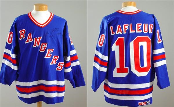 - 1988-89 Guy Lafleur New York Rangers Game Worn Blue Mesh Playoff Jersey