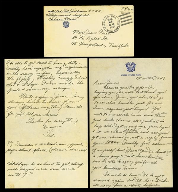 - 1943 Ted Williams Handwritten Letter with Navy Content (ALS)