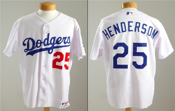 - 2003 Rickey Henderson Los Angeles Dodgers Game Worn Jersey with Team LOA