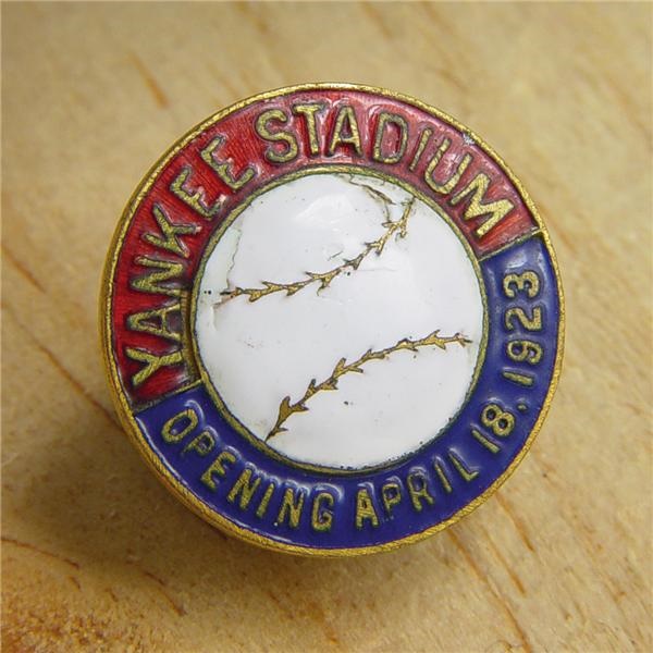 1923 Yankee Stadium Opening Game Press Pin