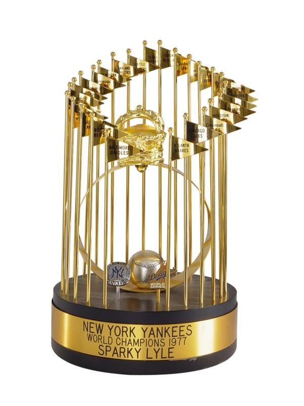 NY Yankees, Giants & Mets - Sparky Lyle's 1977 New York Yankees World Series Trophy