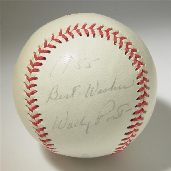 Single Signed Baseballs - 1955 Wally Post Single Signed Baseball
