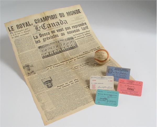- 1946 Montreal Royals Championship Game Ball & More