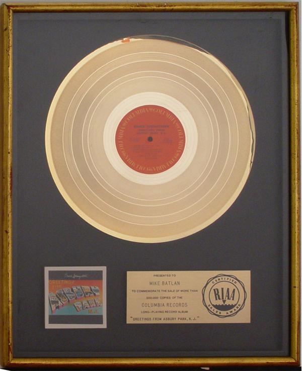 Springsteen Greetings From Asbury Park Gold Award