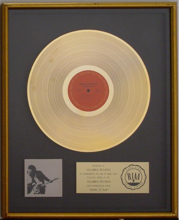 - Springsteen "Born To Run" Gold Record Award