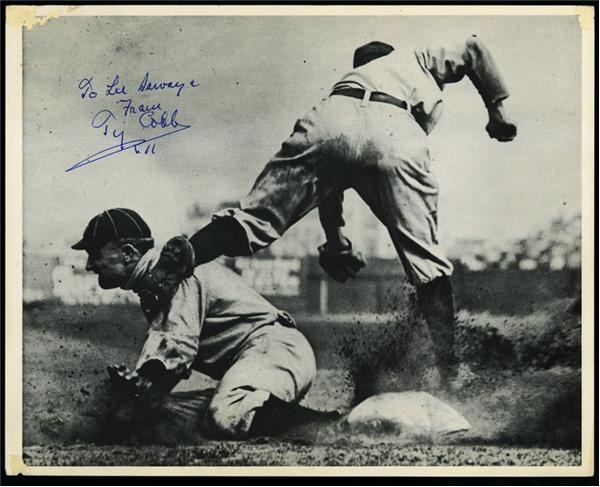 Baseball Autographs - Ty Cobb Signed Photo by Charles Conlan