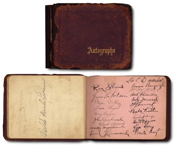 - 1929 Baseball Autograph Book with Ruth and Gehrig.