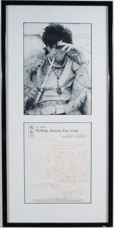 - Keith Richards Rolling Stones Handwritten and Signed Letter with Photograph