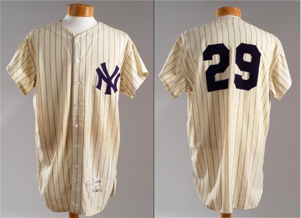 - 1961 Earl Torgeson Home New York Yankee Game Used World Series Jersey.