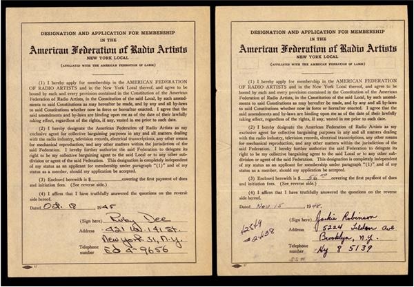 Jackie Robinson and Ruby Dee Signed AFTRA Contracts
