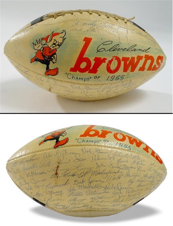 - 1955 Cleveland Browns Signed and Painted Football