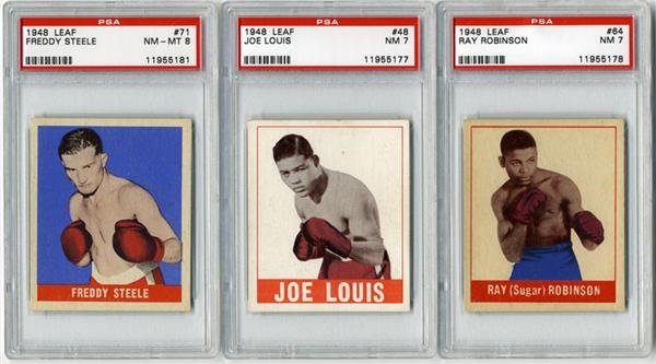 - 1948 Leaf Boxing Hoard w/2 Near Complete Sets and PSA Graded Cards
