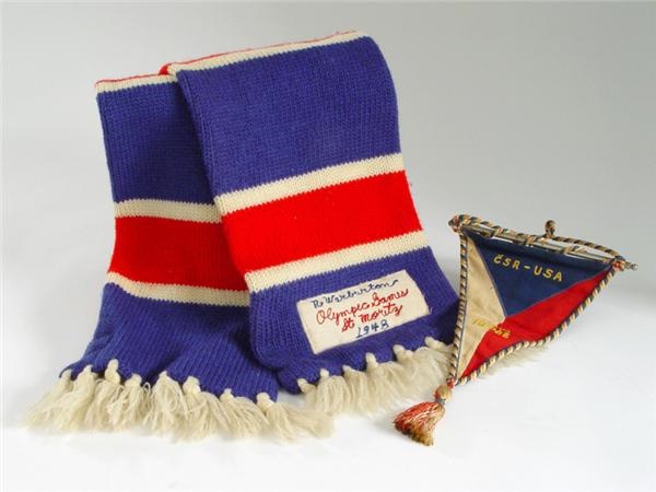 - 1948 Olympic Scarf and Hockey Gift to Ralph Warburton