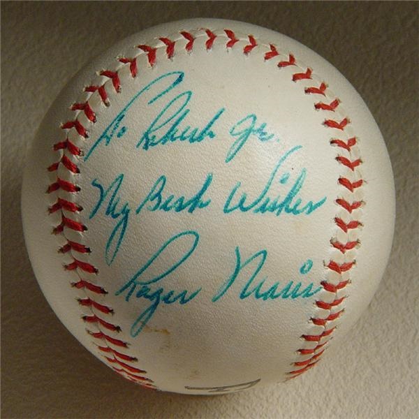 Single Signed Baseballs - Roger Maris Vintage Single Signed Baseball