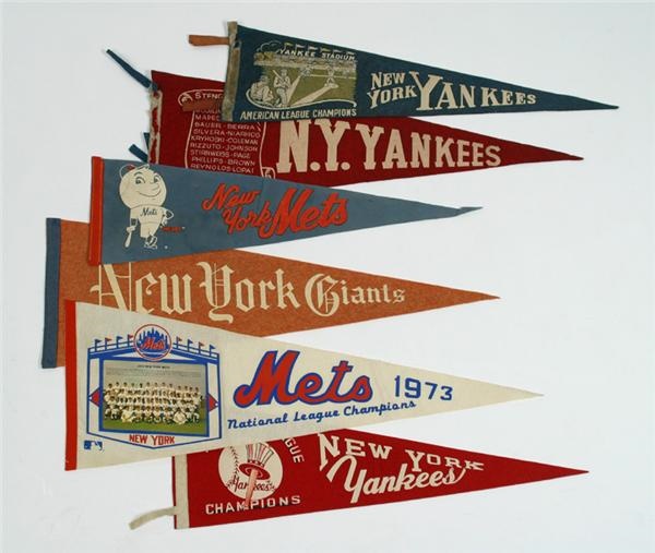 - New York Yankees, Giants and Mets Pennants (6)